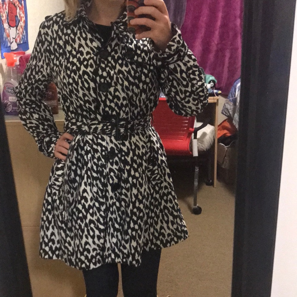 Black and White Cheetah Rain Jacket